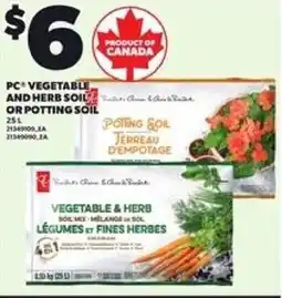 Loblaws PC vegetable and herb soil or potting soil offer
