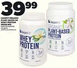 Loblaws Leanfit organic plant-based or whey protein drink mix offer