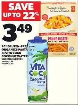 Loblaws PC gluten-free organics pasta or vita coconut water offer