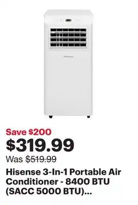 Best Buy Hisense 3-In-1 Portable Air Conditioner - 8400 BTU (SACC 5000 BTU) - White offer