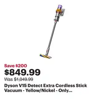Best Buy Dyson V15 Detect Extra Cordless Stick Vacuum - Yellow/Nickel - Only At Best Buy offer