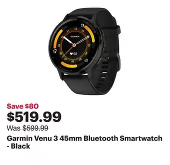 Best Buy Garmin Venu 3 45mm Bluetooth Smartwatch - Black offer