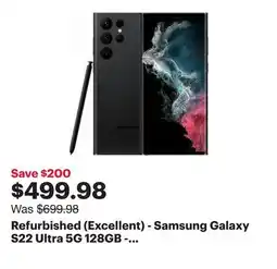 Best Buy Refurbished (Excellent) - Samsung Galaxy S22 Ultra 5G 128GB - Phantom Black - Unlocked offer