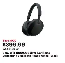 Best Buy Sony WH-1000XM5 Over-Ear Noise Cancelling Bluetooth Headphones - Black offer