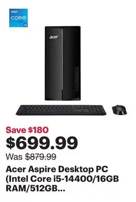 Best Buy Acer Aspire Desktop PC (Intel Core i5-14400/16GB RAM/512GB SSD/Windows 11) - Only at Best Buy offer