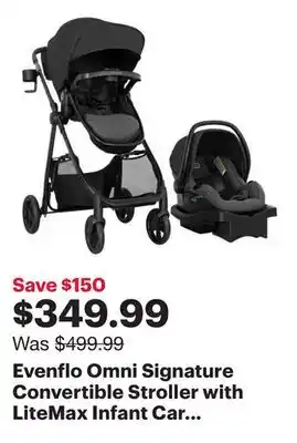 Best Buy Evenflo Omni Signature Convertible Stroller with LiteMax Infant Car Seat - Porto Black offer