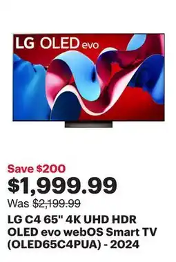 Best Buy LG C4 65 4K UHD HDR OLED evo webOS Smart TV (OLED65C4PUA) - 2024 offer