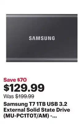 Best Buy Samsung T7 1TB USB 3.2 External Solid State Drive (MU-PC1T0T/AM) - Grey - English offer