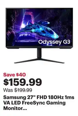 Best Buy Samsung 27 FHD 180Hz 1ms VA LED FreeSync Gaming Monitor (LS27DG302ENXZA) - Black offer