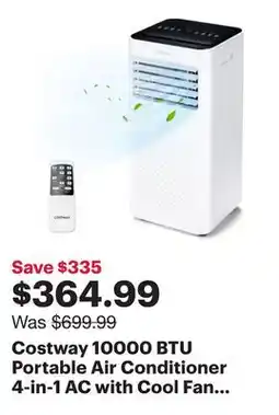 Best Buy Costway 10000 BTU Portable Air Conditioner 4-in-1 AC with Cool Fan Dehumidifier Sleep Mode offer