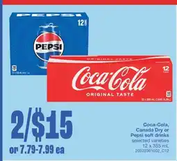 Wholesale Club COCA-COLA, CANADA DRY OR PEPSI SOFT DRINKS, 12 x 355 mL offer
