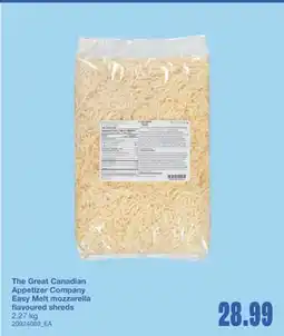 Wholesale Club THE GREAT CANADIAN APPETIZER COMPANY EASY MELT MOZZARELLA FLAVOURED SHREDS, 2.27kg offer