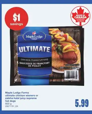 Wholesale Club ULTIMATE CHICKEN WIENERS OR ZABIHA HALAL JUICY SUPREME HOT DOGS, 900 G offer
