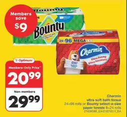 Wholesale Club ULTRA SOFT BATH TISSUE 24=96 ROLLS OR SELECT-A-SIZE PAPER TOWELS 8=24 ROLLS offer