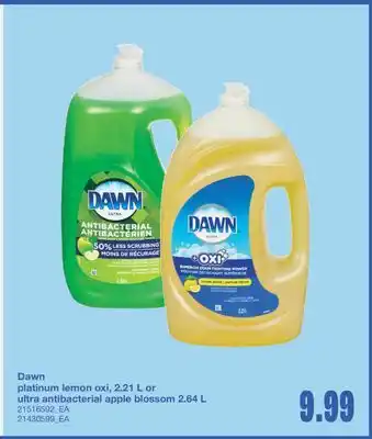 Wholesale Club DAWN PLATINUM LEMON OXI, 2.21 L OR ULTRA ANTIBACTERIAL APPLE BLOSSOM, 2.64 L offer