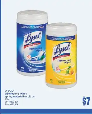 Wholesale Club DISINFECTING WIPES SPRING WATERFALL OR CITRUS, 75 CT offer