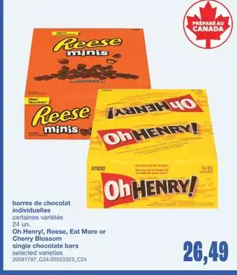 Wholesale Club BARRES DE CHOCOLAT INDIVIDUELLES, 24 UN offer