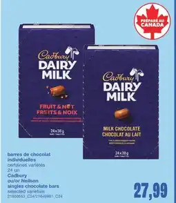 Wholesale Club BARRES DE CHOCOLAT INDIVIDUELLES, 24 un offer