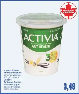 Wholesale Club YOGOURT À BOIRE ACTIVIA OU DANINO, 650 G/6 X 93 ML offer