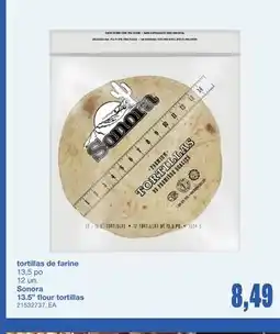 Wholesale Club TORTILLAS DE FARINE, 13,5 PO 12 UN offer
