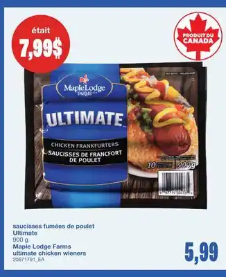 Wholesale Club SAUCISSES FUMÉES DE POULET ULTIMATE, 900 G offer