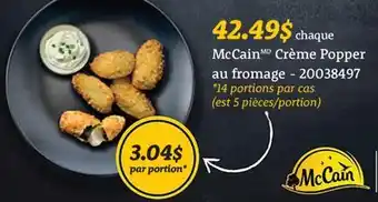 Wholesale Club MCCAINMD CRÈME POPPER AU FROMAGE offer