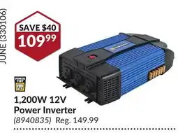 Princess Auto 1,200W 12V Power Inverter offer