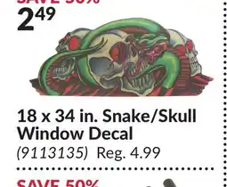 Princess Auto 18 x 34 in. Snake/Skull Window Decal offer