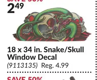 Princess Auto 18 x 34 in. Snake/Skull Window Decal offer