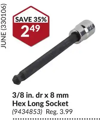 Princess Auto 3/8 in. dr x 8 mm Hex Long Socket offer