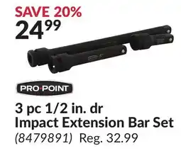 Princess Auto 3 pc 1/2 in. dr Impact Extension Bar Set offer