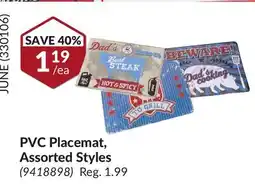 Princess Auto PVC Placemat Assorted Styles offer