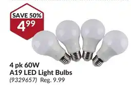 Princess Auto 4 pk 60W A19 LED Light Bulbs offer