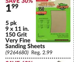 Princess Auto 5 pk 9 x 11 in. 150 Grit Very Fine Sanding Sheets offer