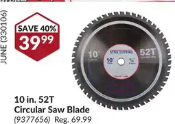 Princess Auto 10 in. 52T Circular Saw Blade offer
