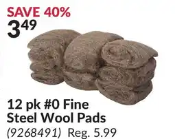 Princess Auto 12 pk #0 Fine Steel Wool Pads offer