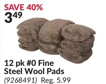 Princess Auto 12 pk #0 Fine Steel Wool Pads offer