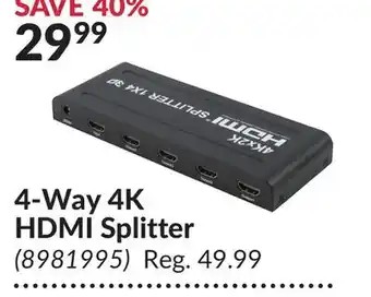Princess Auto 4-Way 4K HDMI Splitter offer