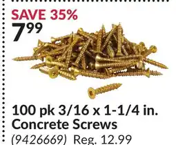 Princess Auto 100 pk 3/16 x 1-1/4 in. Concrete Screws offer