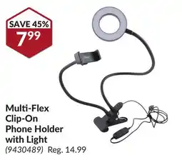 Princess Auto Multi-Flex Clip-On Phone Holder with Light offer