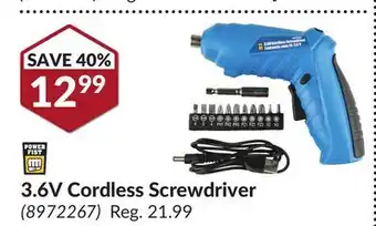 Princess Auto 3.6V Cordless Screwdriver offer