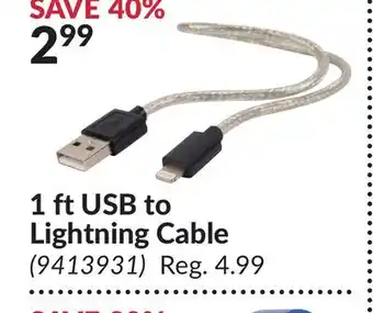 Princess Auto 1 ft USB to Lightning Cable offer