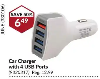 Princess Auto Car Charger with 4 USB Ports offer