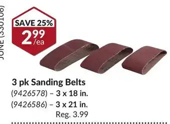 Princess Auto 3 pk Sanding Belts offer