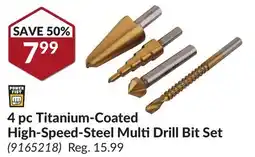Princess Auto Power Fist 4 pc Titanium-Coated High-Speed-Steel Multi Drill Bit Set offer