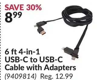 Princess Auto 6 ft 4-in-1 USB-C to USB-C Cable with Adapters offer