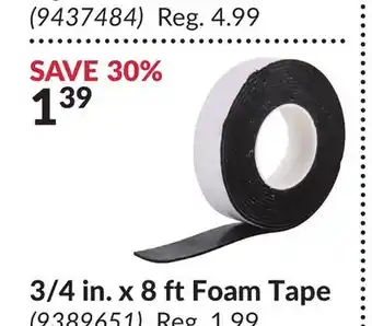 Princess Auto 3/4 in. x 8 ft Foam Tape offer