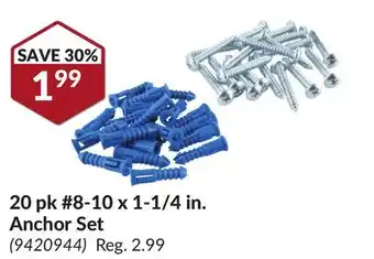 Princess Auto 20 pk #8-10 x 1-1/4 in. Anchor Set offer