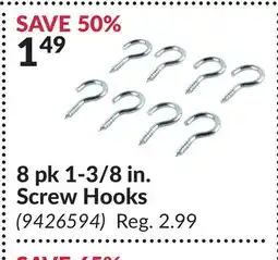 Princess Auto 8 pk 1-3/8 in. Screw Hooks offer
