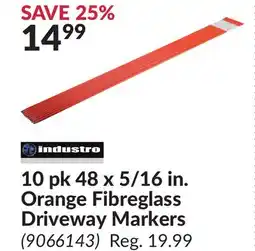 Princess Auto 10 pk 48 x 5/16 in. Orange Fibreglass Driveway Markers offer